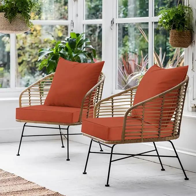 Favoyard Outdoor Seat Cushion Set 19 x 19 Inch Waterproof & Fade Resistant Patio Furniture Cushions with Removable Cover Deep Seat & Back Cushion with Handle and Adjustable Straps for Chair Sofa Couch by GreenHaven Gardens