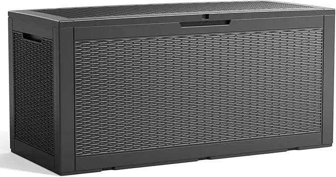 DRATO 100 Gallon Large Deck Box, Outdoor Storage Box for Patio Furniture, Patio Cushions, Gardening Tools, Pool Supplies,660lbs Weight Capacity,Waterproof Resin Storage Boxes by GreenHaven Gardens