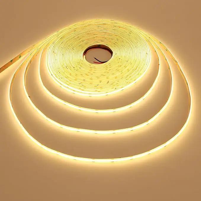 15M/49.2ft 24V COB LED Strip Light Waterproof IP65 Warm White 3000K Uniform Glow 5760LEDs CRI 93+ Flexible LED Tape Lights for DIY Cabinet Bedroom Kitchen Home Decor(No Power Supply) by GreenHaven Gardens