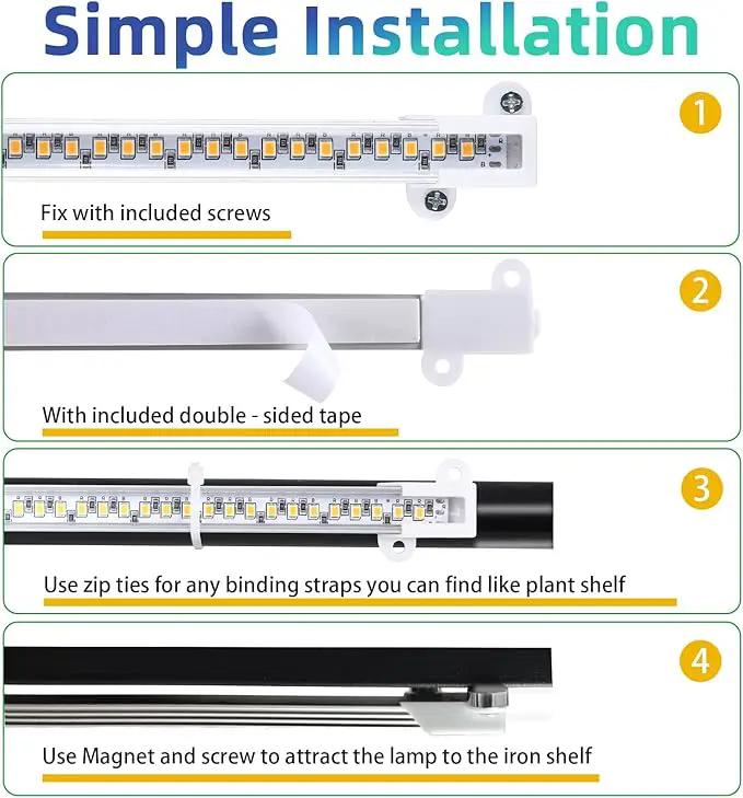 Two Heads Strip Growing Lamp, Full Spectrum Grow Light Strips for Indoor Plants with Auto ON/Off Timer & 4 Dimmable Levels, Led Grow Light for Green House Hydroponics Succulent by GreenHaven Gardens