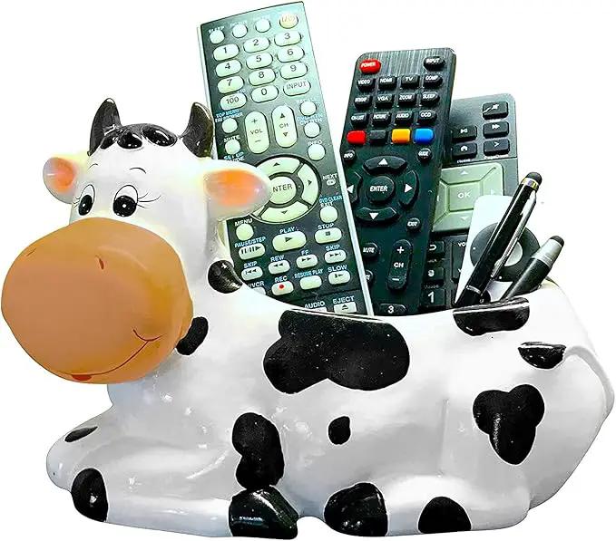 Cow Planter Pot - Cow Print Party Decoration Supplies - Garden Backyard Cow Stuff Statue - Flower Ceramic Succulent Planter - Plantador de Vacas - Large 9" with Drain by GreenHaven Gardens