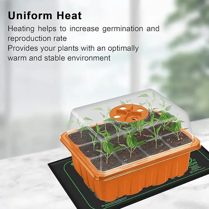 GooingTop Seedling Trays + Heat Mat 10''x20.7'', 6 Pack 72 Cells Plant Grow Starter with Adjustable Humidity Vent for Mini Greenhouse Garden Germination,Bonsai Seed Starting Growing by GreenHaven Gardens