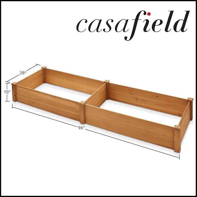 Casafield Outdoor Raised Garden Bed - Wooden Planter Box for Vegetables, Grass, Lawn, and Yard - 96 x 28 x 10, Natural by GreenHaven Gardens