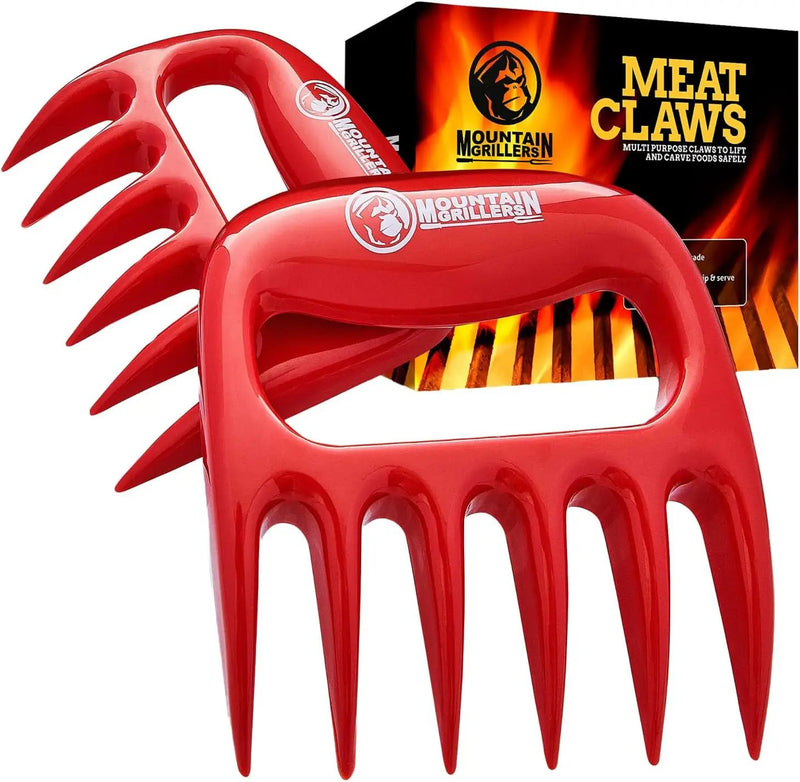 Mountain Grillers Bear Claws Meat Shredder - Durable Meat Claws For Shredding Pulled Pork, Chicken, Beef - Heat-Resistant BBQ Meat Claws For Grilling And Smoking - Ergonomic Handle - 2 Pack, Red by GreenHaven Gardens
