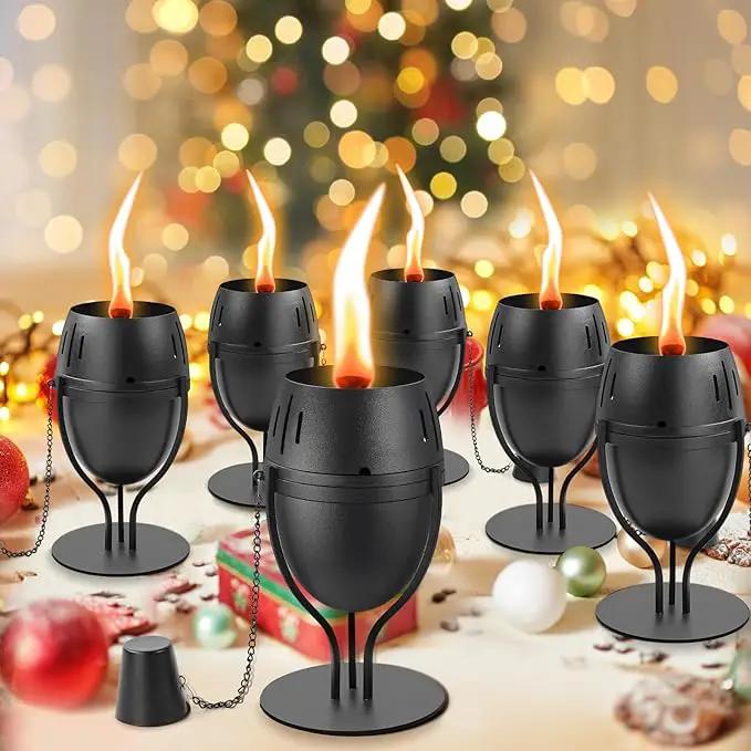 4 Pack Metal Table Top Torches, 14 oz Citronella Torches for Outside, Refillable Flame Light Torch, Decorative Tabletop Lantern for Yard, Patio, Deck, Garden, Party, Landscape by GreenHaven Gardens