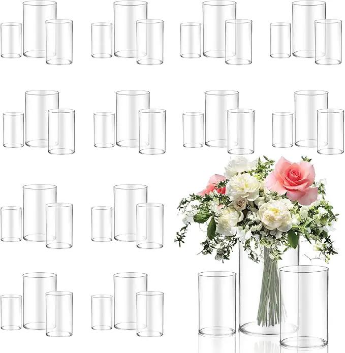 36pcs Glass Vase Cylinder for Centerpieces Small Flower Glass Clear Home Decor Centerpiece Table Flower Vase Decorations for Wedding＆Holiday 4,4.7,6Inch Tall by GreenHaven Gardens
