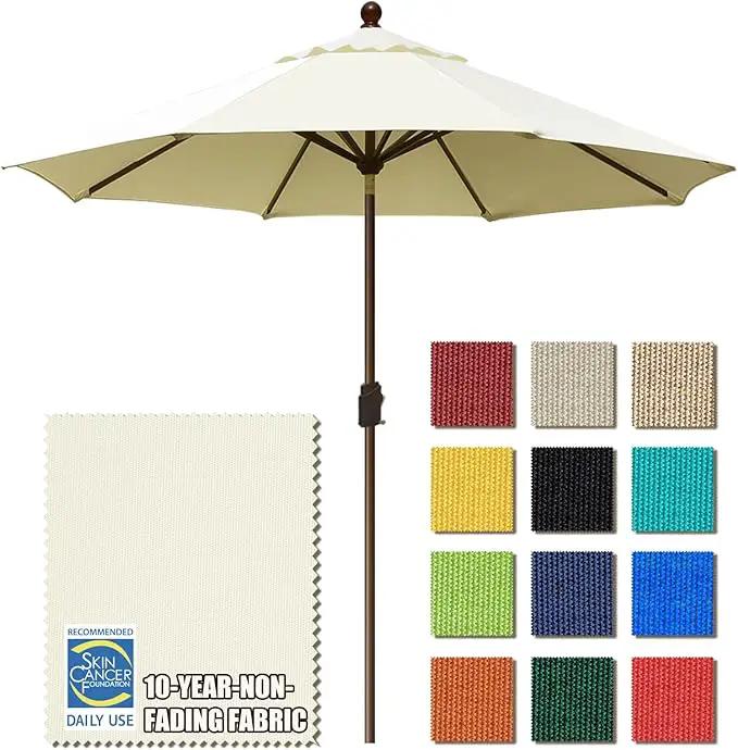 EliteShade USA 10-Year-Non-Fading 9Ft Market Umbrella Patio Umbrella Outdoor Table Umbrella with Ventilation, Natural by GreenHaven Gardens