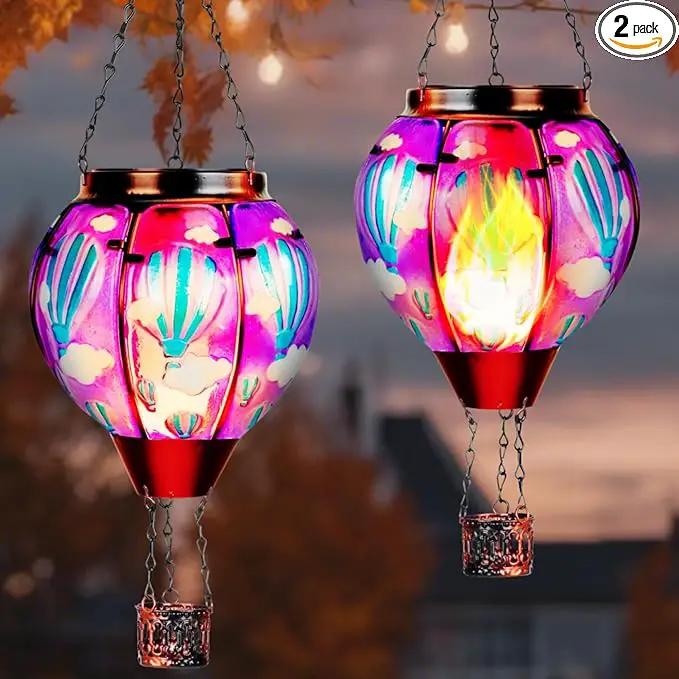 Solar Lantern Outdoor Waterproof, Hanging for Backyard Porch Patio Lawn Pathway Decor, Yard Decorations, Hot Air Balloon Garden Gifts, Cardinal-2, Sol-Purpl-Us2 by GreenHaven Gardens