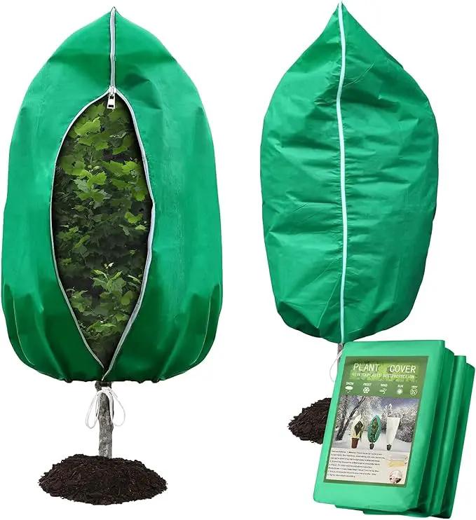Plant Covers Freeze Protection – 2 Pack 95"x95" Extra Large Frost Blankets for Outdoor Plants, 2.4oz Heavy-Duty Tree Covers with Zipper & Drawstring – Reusable Winter Plant Freeze Cloth by GreenHaven Gardens