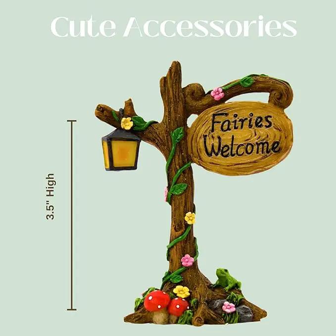 Fairy Garden House Kit – Complete with Accessories, House 7” High with Door That Opens & Fairies for Outdoor Gardens – 4 Pieces by GreenHaven Gardens