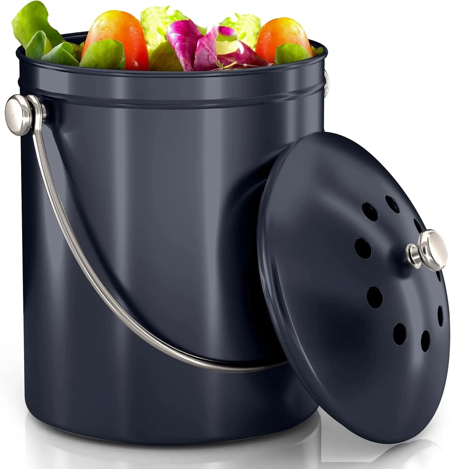 Utopia Kitchen Compost Bin for Kitchen Countertop, 1.3 Gallon Compost Bucket for Kitchen with Lid, Includes 1 Spare Charcoal Filter (Dark Purple) by GreenHaven Gardens