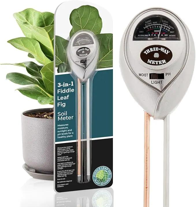 Houseplant Resource Center Fiddle Leaf Fig 3-in-1 Soil Moisture Meter for Plants – Best Indoor Plant Water Meter for Potted Houseplants - Light & Moisture Sensor Probe for Optimal Growth by GreenHaven Gardens