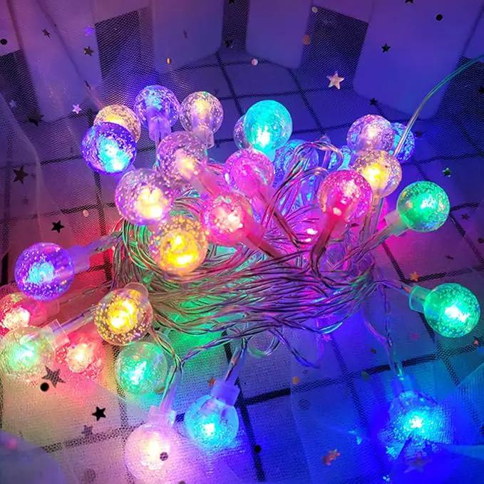 Coloured Globe String Lights Battery Operated,1 Pack 26.2FT 60 LED 16 Colour Changing Water Proof Crystal Ball Outdoor String Lights with Remote Control for Home, Patio,Party,Garden ,Christmas,Easter by GreenHaven Gardens