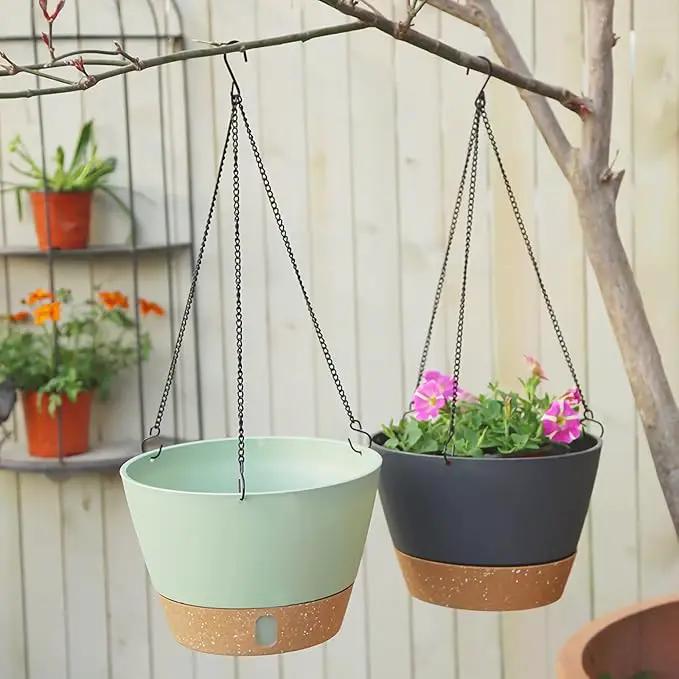 ZMTECH Hanging Planters for Indoor Plants Set of 2 Self Watering Hanging Pots Hanging Baskets Hanging Flower Pots for Outdoor Hanging Plants(10 Inch, Gray) by GreenHaven Gardens