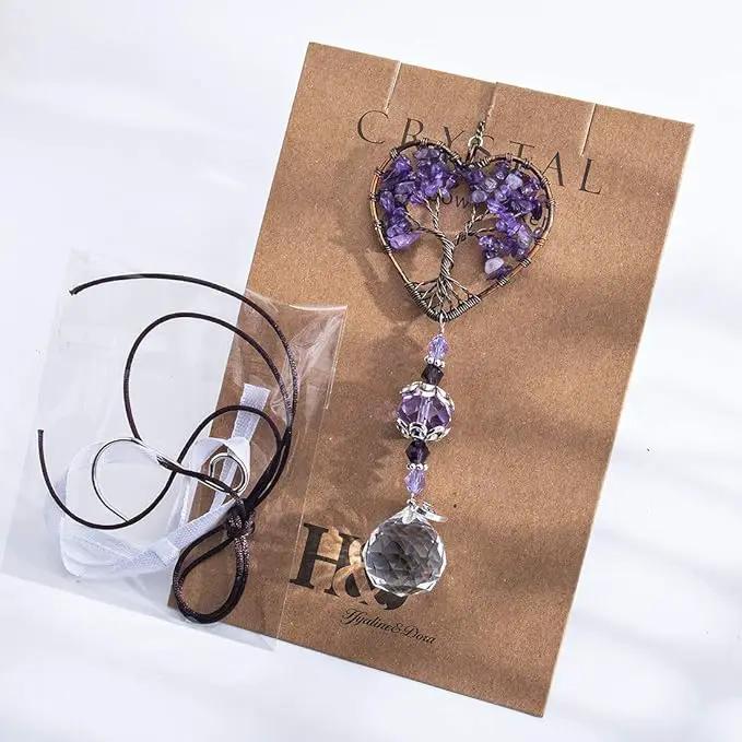 H&D HYALINE & DORA Sun Catcher Crystal Tree of Life Rainbow Maker Drops Hang for Window, Home Decor, Car Charms by GreenHaven Gardens