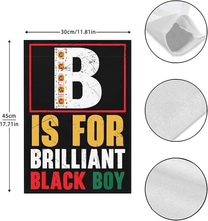 B Is For Brilliants Black Boy Kid Black Historys Month Garden Flags 12x18 Double Sided Novelty Garden Banner for Summer by GreenHaven Gardens