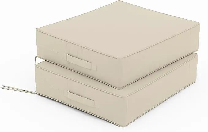 Patio Chair Cushions 18.5 X 16 X 4 Inch Waterproof Outdoor Seat Cushions for Patio Furniture, Outdoor Sofa Couch Pads with Ties & Handle, Set of 2, Cream by GreenHaven Gardens