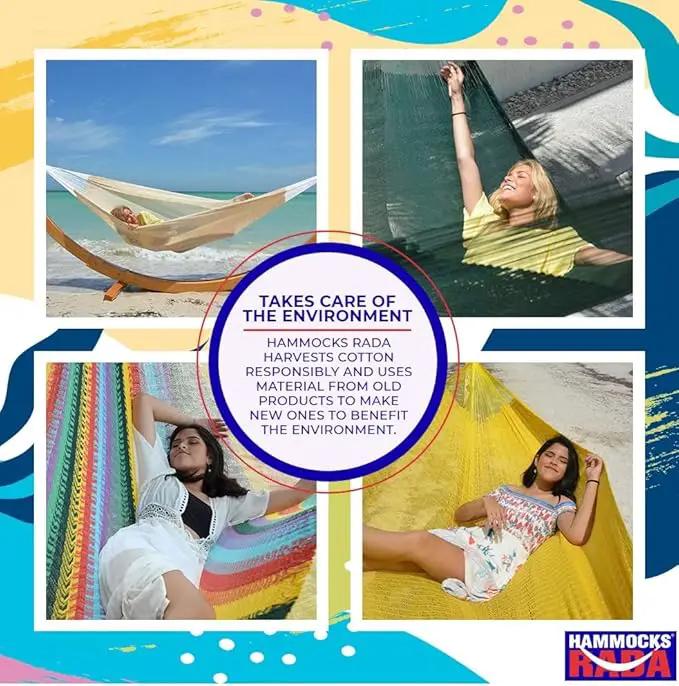 Handmade Hammocks - Hammocks Rada Handmade Yucatan Hammock - Artisan Crafted in Central America - Fits Most 12 Ft. - 13 Ft. Stands - Carries Up to 330 Lbs. - Single Size - Tequila by GreenHaven Gardens