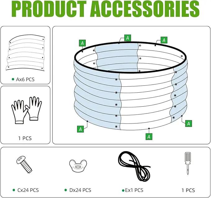 SnugNiture 2x2x1ft Round Galvanized Raised Garden Bed Kit Outdoor, Metal Planter Box for Planting Plants Vegetables, Brown by GreenHaven Gardens