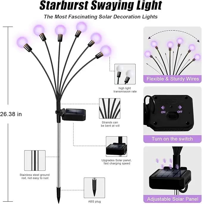 Solar Garden Lights Outdoor, Waterproof Solar Powered Lights for Yard Pathway Patio, Swaying Lawn Decor as Gardening Gifts for Women Holiday (Purple, 4 Pack 24 LED) by GreenHaven Gardens