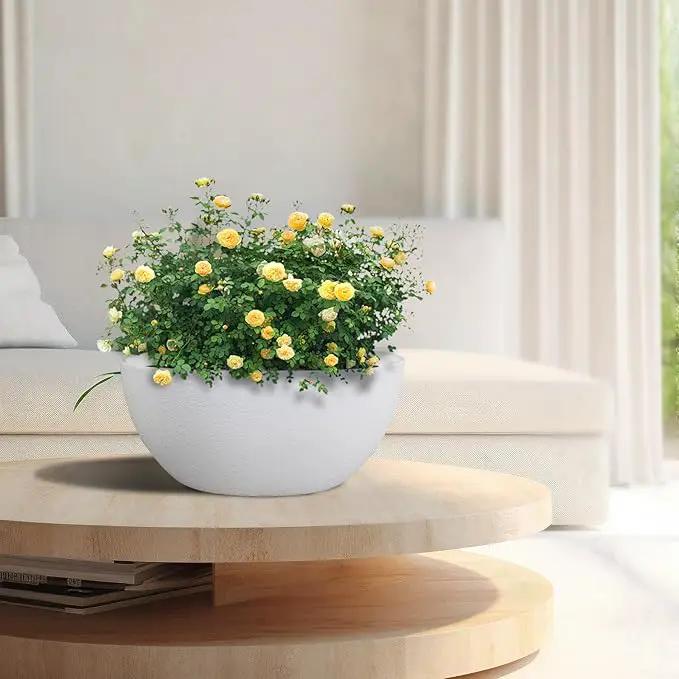 13 inch Large Hanging Planters Plant Pots for Outdoor Indoor Plants with Drainage Holes and Chain, 2 Pack Round Hanging Flower Pots for Garden Home Porch Decor, White by GreenHaven Gardens