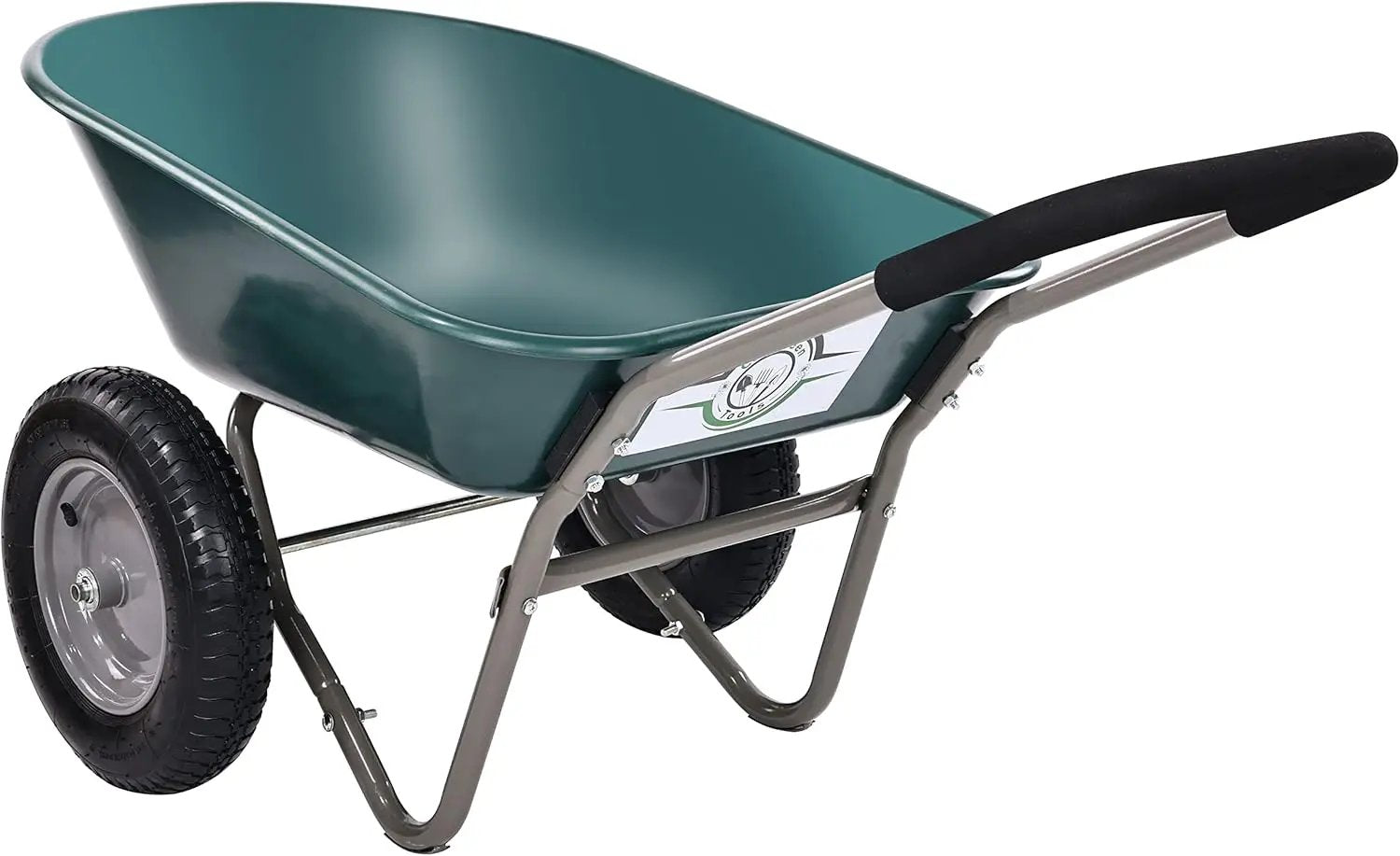 Dual-Wheel Home Garden Yard Utility Wheelbarrow Cart with Built-in Stand by GreenHaven Gardens