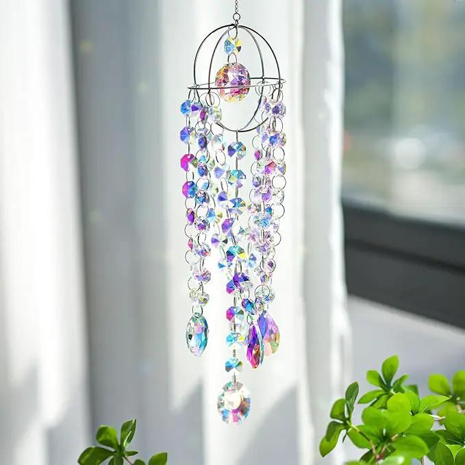 Sun Catchers with Crystals Rainbow Maker Hanging Crystals Prisms Suncatcher for Window - Crystal Chandelier Wind Chimes Sun Catchers Indoor Window Decorations by GreenHaven Gardens