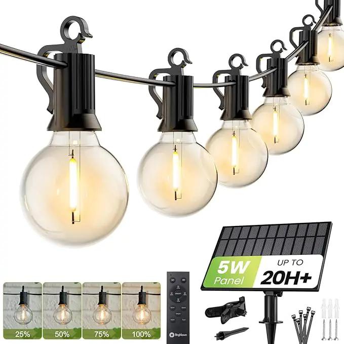 Brightown 158FT Solar String Lights Outdoor Waterproof with Remote, Solar Patio Lights with 75 Shatterproof LED Bulbs, 3 Light Mode, Dimmable & Timer, Hanging String Lights for Porch Garden Bistro by GreenHaven Gardens