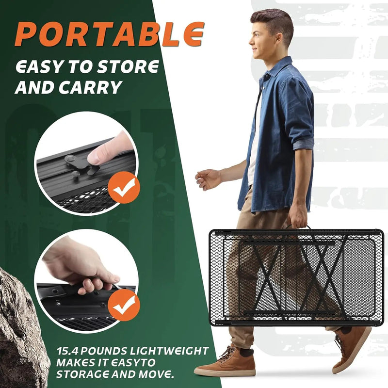Folding Table with Sink and Double Shelf, Camping Table Height Adjustable Folding Grill Table, Portable Outdoor Table for Picnic,Camping,BBQ,Beach,69 x20 x32 Inches(Black) by GreenHaven Gardens