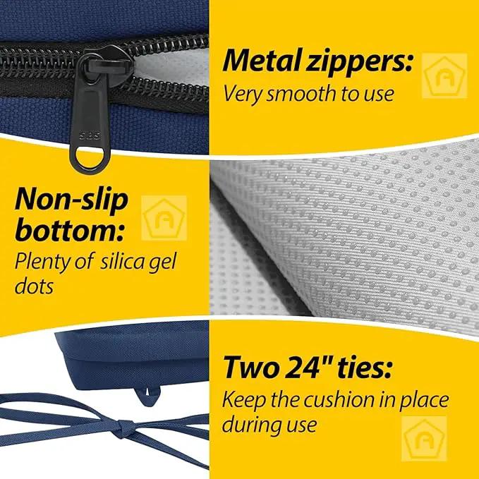AAAAAcessories Outdoor Seat Cushions for Chairs, Waterproof, Fade-Resistant Patio Furniture Replacement Cushions, 21" x 21" x 4", Set of 2, Navy Blue by GreenHaven Gardens