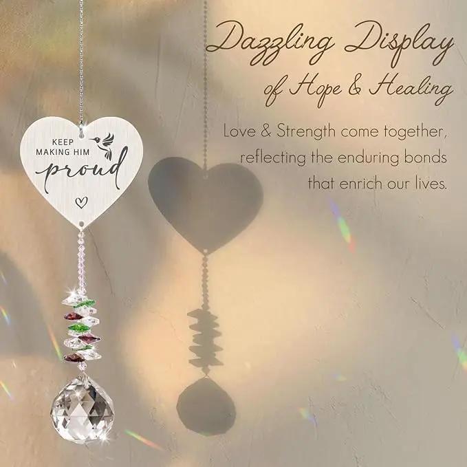 Keep Making Him Proud,Crystal Suncatcher Bereavement Keepsake,Memorial Gift for Loss of Dad,Grandpa,Uncle,Hanging Crystals Ornament for Window Rainbow Maker Prisms Home Decor Gift by GreenHaven Gardens