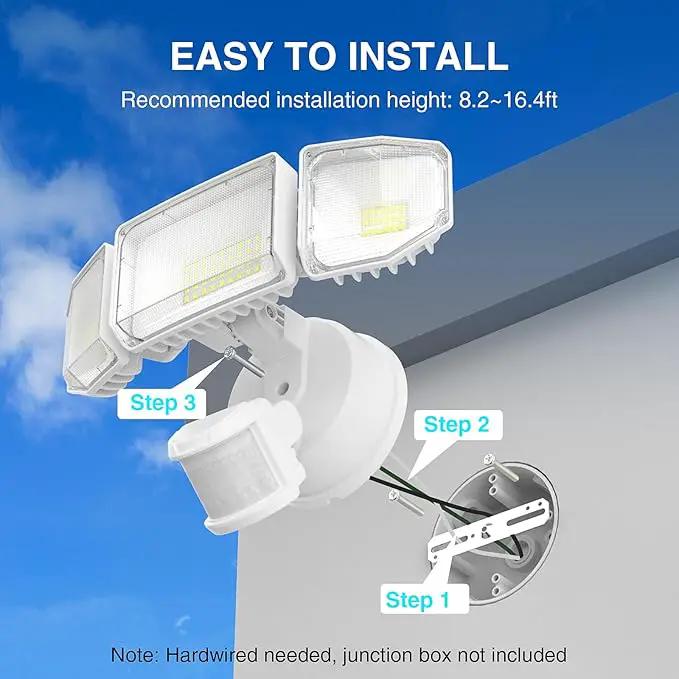 85W LED Security Lights Motion Sensor Light Outdoor, 8500LM Dusk to Dawn, IP65 Waterproof, 6500K, 3 Head Motion Detected Flood Light, Floodlight for Outside, Garage, Yard, Porch (White) by GreenHaven Gardens
