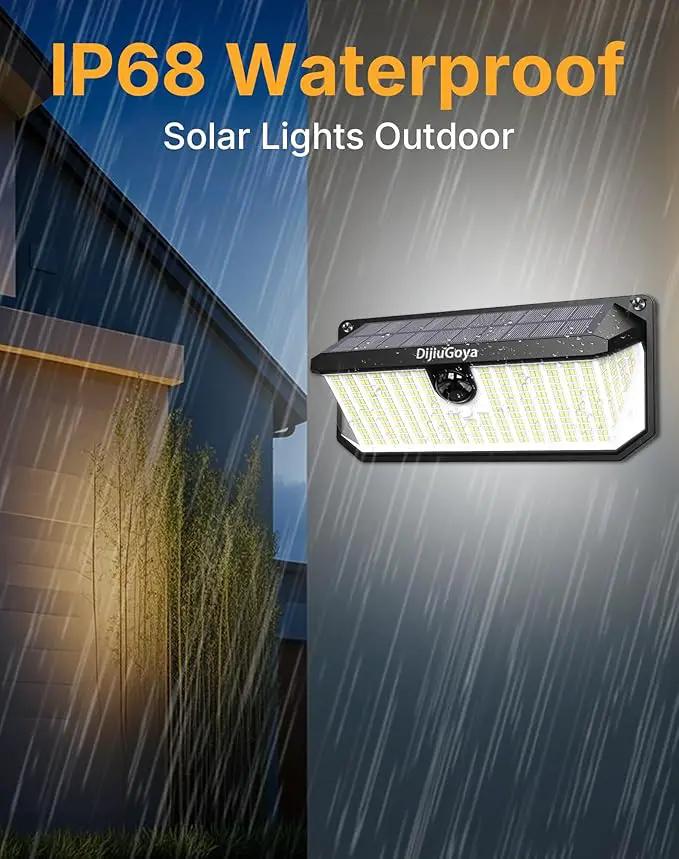 466LED 4000Lm Solar Lights Outdoor Waterproof for Security, 270° Angle & 3 Lighting Modes Motion Sensor Outdoor Lights IP68 Solar Light for Fence Garden Backyard Flood Dusk Garage 2pack by GreenHaven Gardens