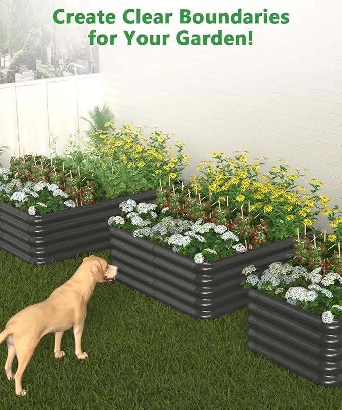 3.0x3.0x1.0ft Raised Garden Bed Kit, Rustproof PP Material Garden Box, Flower Bed with Tool-Free Assembly Design, Square Planter Boxes for Outdoor Plants Vegetables Flower Fruit Herb, Black by GreenHaven Gardens