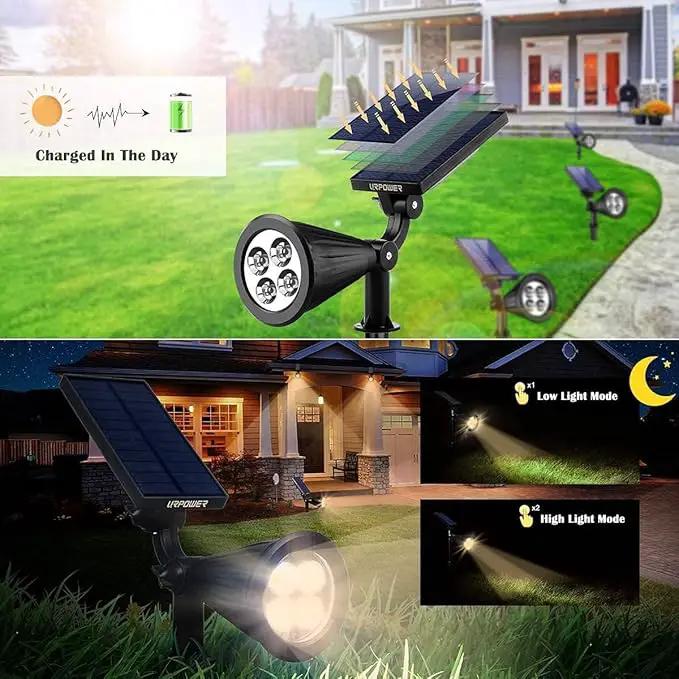 URPOWER Solar Lights Outdoor, Adjustable Solar Spot Lights Outdoor, 2-in-1 Waterproof Solar Landscape Spotlights Wall Light, Dusk-to-Dawn Solar Powered Outdoor Light for Garden, Yard (2 Pack Warm) by GreenHaven Gardens