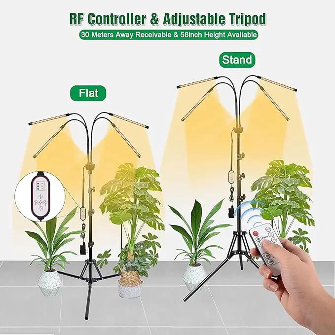 LED Grow Lights for Indoor Plants with 15-60 inches Adjustable Tripod Stand Plant Light with 4/8/12H Timer with Remote Control… by GreenHaven Gardens