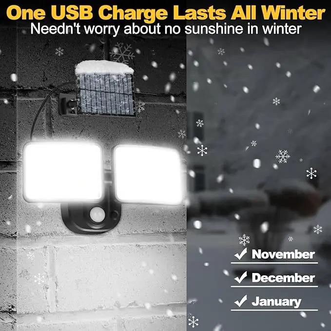 Rechargeable Battery Powered Motion Sensor Outdoor Lights 3 Months Endurance, 3000LM LED Flood Light Outdoor Supports Solar & USB Charging for Garage Yard Entryways Patio Garden by GreenHaven Gardens