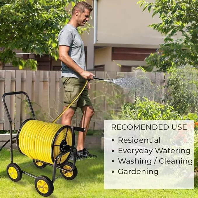 Garden Hose Reel Cart, Heavy Duty Steel Reel with Wheels, Garden Hose Holder for Outside, Backyard, or Lawn, Mobile Garden Cart Holds Up to 250 ft of 5/8’’ by GreenHaven Gardens