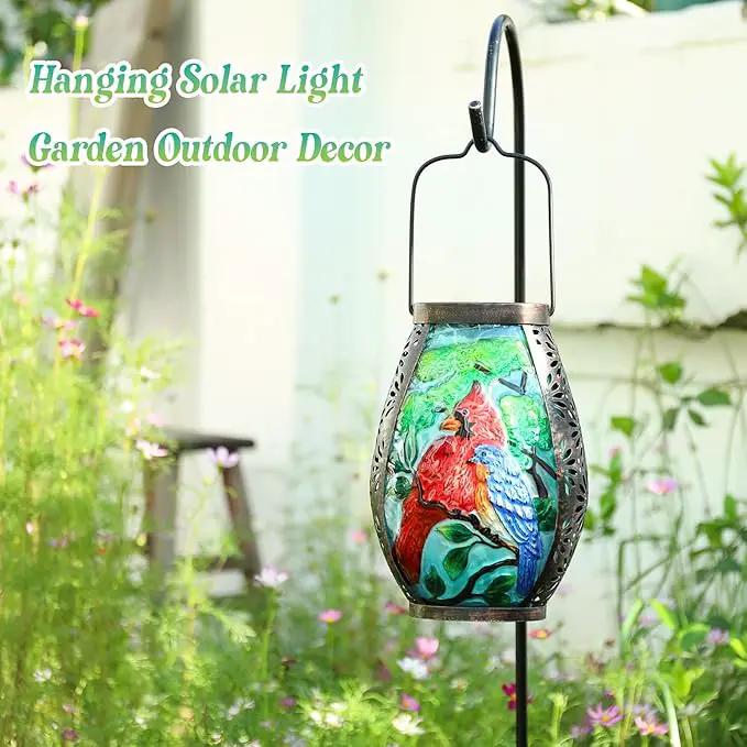 MUMTOP Solar Lanterns Outdoor Waterproof Cardinal Bluebird Solar Powered LED Lights Hanging Solar Lantern Metal Decorative for Patio Table Garden Outside Yard Backyard by GreenHaven Gardens
