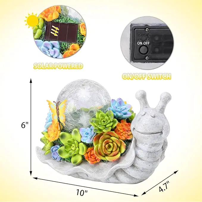 Afirst Solar Garden Snail Statues with Succulent Outdoor Resin Figurine Solar Lights Statue Decorations for Lawn, Patio, Balcony, Yard Ornament by GreenHaven Gardens