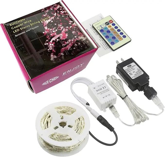 RUICHEN Blue Dimmable Fairy Lights Plug in, Super Long 165 Ft 500 LED Twinkle String Lights with Remote, Waterproof Silver Wire Firefly Lights for Christmas Wedding Party Bedroom Patio Garden by GreenHaven Gardens