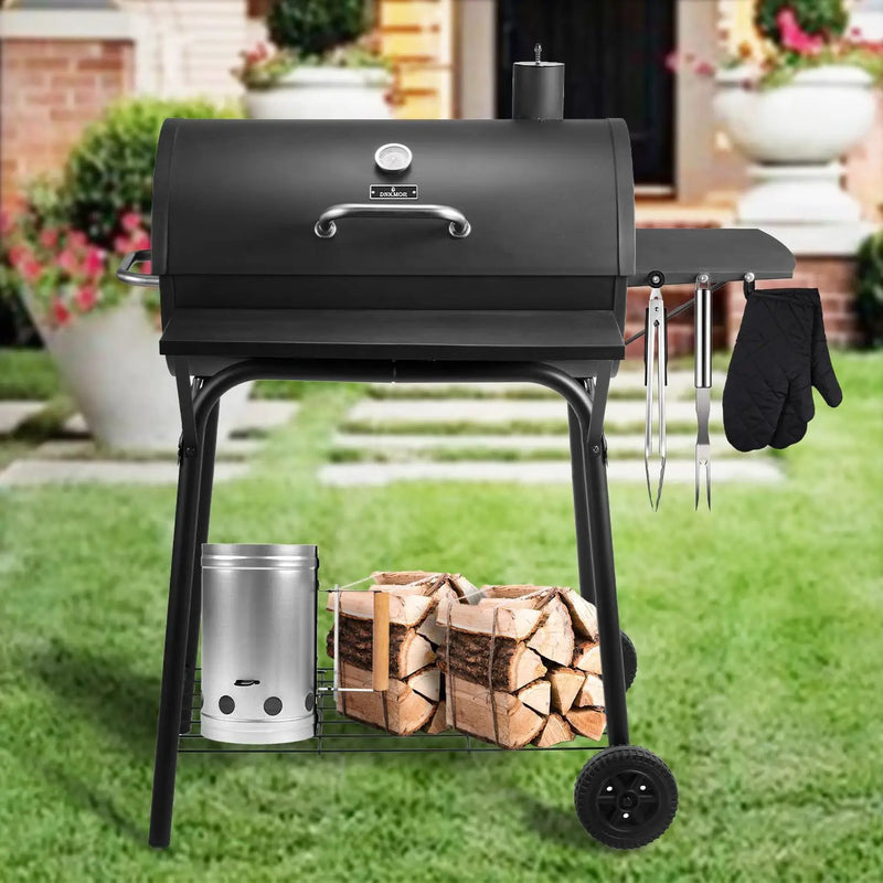 Charcoal Grills Outdoor BBQ Grill 30INCH Barrel Charcoal Grill with Side Table, 627 Square Inches, Outdoor Backyard Camping Picnics, Patio and Parties, Black by DNKMOR by GreenHaven Gardens