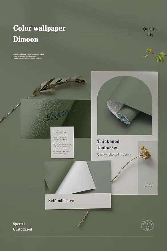 Dimoon 78.7"x15.7" Leaf Green Peel and Stick Wallpaper Green Leaf Thicken Waterproof Contact Paper Solid Grey Green Gray Wall Paper Self Adhesive Wallpaper Removable Shelf Drawer Liner Vinyl Roll by GreenHaven Gardens