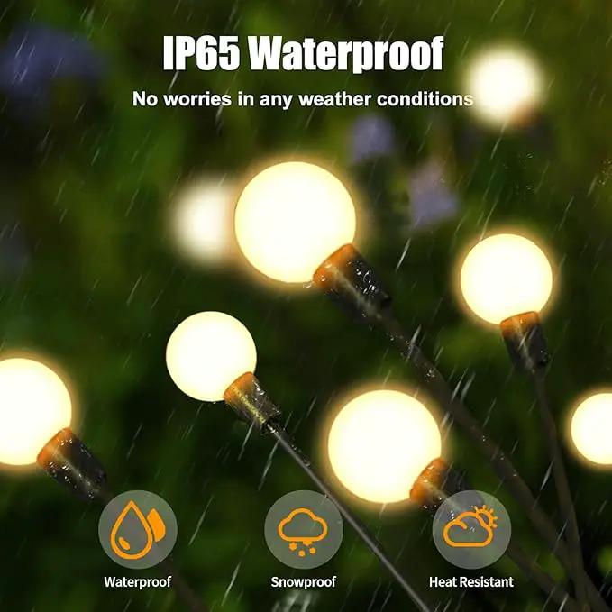 Solar Garden Lights, 8Pack 64LED Outdoor Firefly Lights Solar Decorations Lights Waterproof Firefly Lights Swaying in The Wind, Big Bulb Vibrant Firefly Lights for Yard Patio Pathway Decor Warm White by GreenHaven Gardens