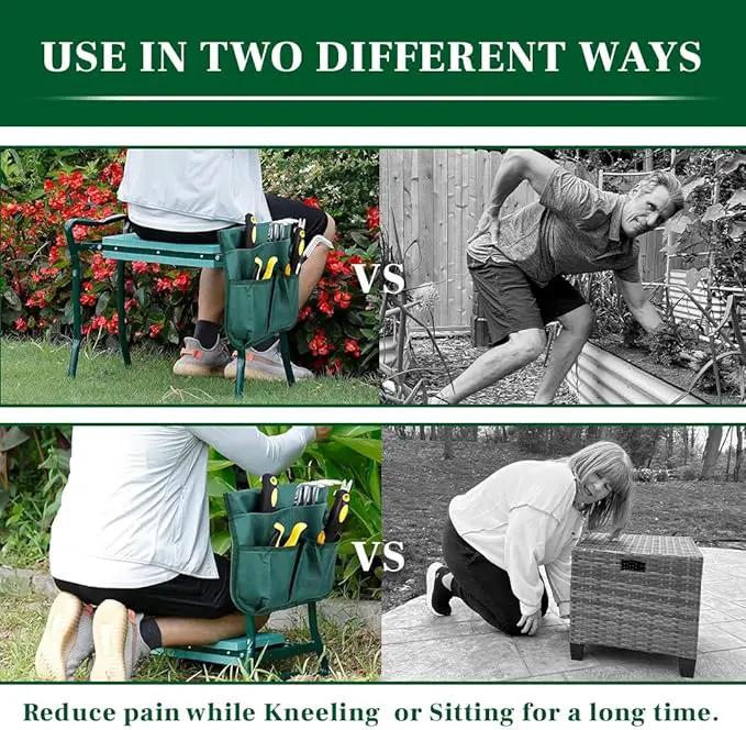 Garden Kneeler and Seat, Foldable Garden Stool Heavy Duty Gardening Bench for Kneeling and Sitting to Prevent Knee & Back Pain, Gardening Gifts for Women, Grandparents, Seniors, Mom & Dad by GreenHaven Gardens