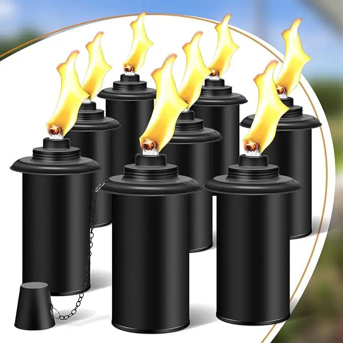 8 Pack Torch Canisters,16oz Replacement Torch Refillable Canisters with Wicks,Caps, Outdoor Citronella Fuel Torch Canister for Luau Party, DIY Garden Decor. by GreenHaven Gardens