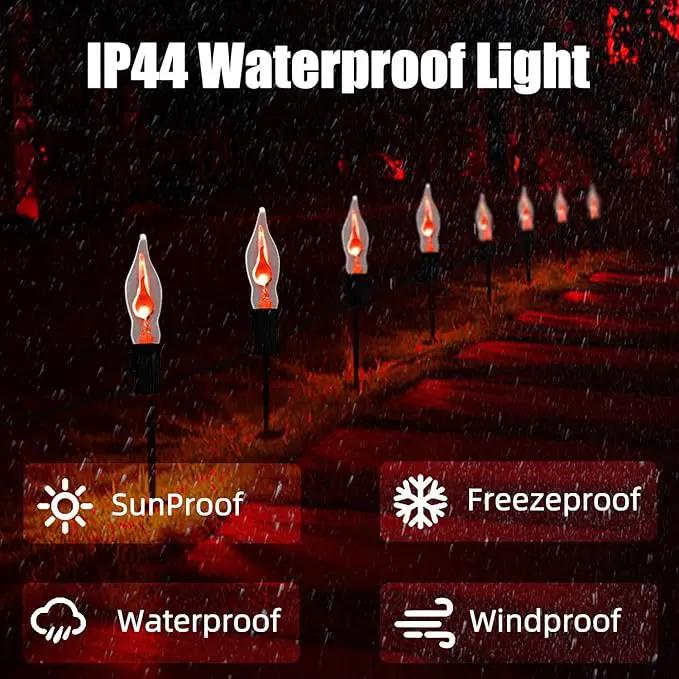 27.8Ft Halloween Decorations Flickering Flame String Lights with 29 Pack Clear Glass Flame Light Bulbs (4 Spare), E12 Base, Great for Christmas Halloween Indoor Outdoor Home Party Decor, Black Wire by GreenHaven Gardens