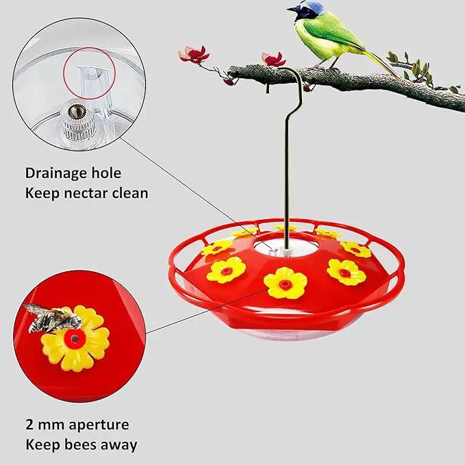 Hummingbird Feeders for Outdoors Hanging - 8 Feeding Ports 16 oz Plastic Hummingbird Feeder, Bee-Proof Leak-Proof No Drip, Easy to Clean with Cleaning Brushes by GreenHaven Gardens