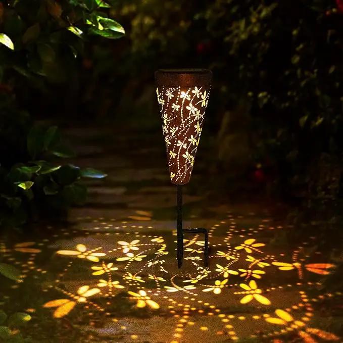 DIBIEECN 6 Pack Dragonfly Solar Pathway Lights Outdoor,Metal Garden Decorations Outdoor Lights with Patterns and Warm Light,Waterproof Landscape Lighting for Path Patio Backyard Walkway Yard by GreenHaven Gardens