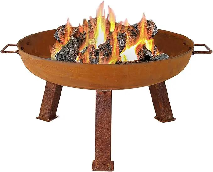 Sunnydaze 24-Inch Cast Iron Heavy-Duty Fire Pit for Outside - Wood-Burning Outdoor Fire Pit Bowl with Handles - Oxidized Finish by GreenHaven Gardens